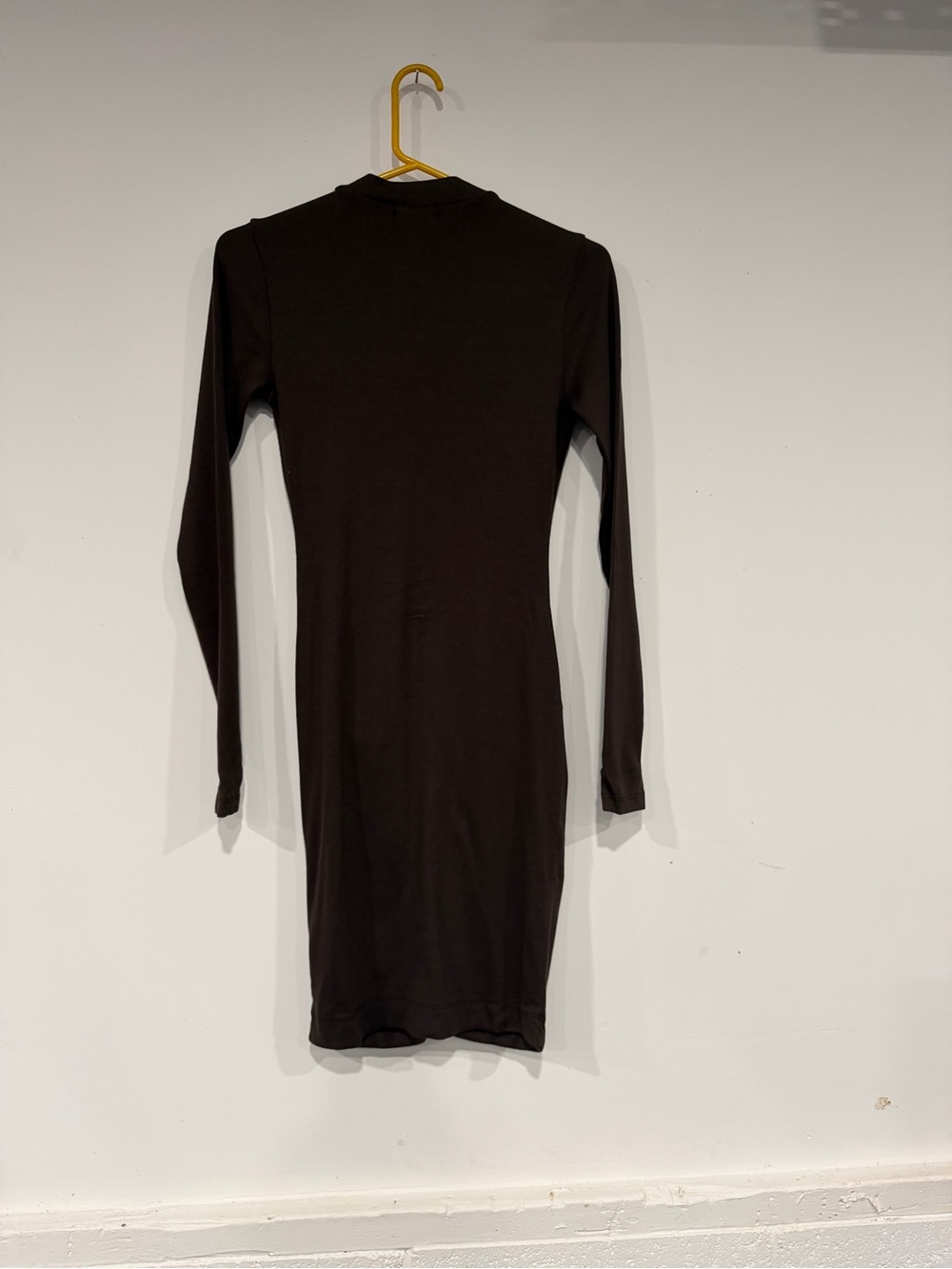 Michael Stars Ultra Rib Romi front Ruched Mini dress- Java - Picture 10 of 12